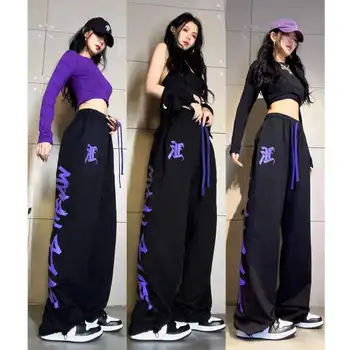 Y2k Celana Jazz Jalanan Amerika Hip Hop 2022 Celana Vintage Harajuku Longgar Serut Hipster Wanita Streetwear Mode Korea