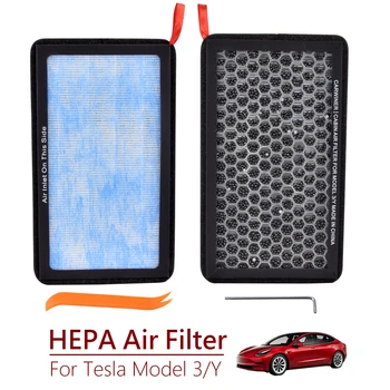 Filter Udara Kabin Baru untuk Tesla Model 3 Model Y Filter Udara Karbon Aktif HEPA Kit Pengganti Elemen Filter AC Kit Penggantian