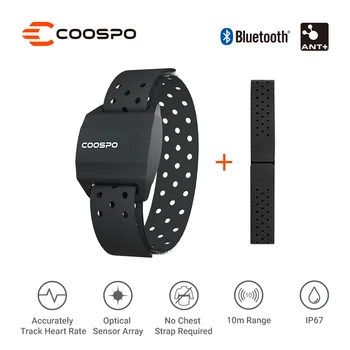 CooSpo Monitor Detak Jantung Lengan Tali Tangan Bluetooth 4.0 ANT+ Ban Lengan Sensor Pintar Kebugaran Optik untuk Komputer Sepeda Garmin Wahoo