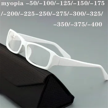 Cubojue Putih Miopia Kacamata Wanita Pria -100 150 200 250 300 350 400 Selesai Siap Kacamata Bingkai Kacamata Hitam Putih