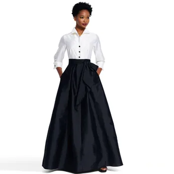 Gaun Pesta Rok Hitam Panjang Custom Made Berkualitas Tinggi 2021 Dengan Saku Rok Maxi Panjang Lantai Satin Antik Rok Ritsleting Wanita