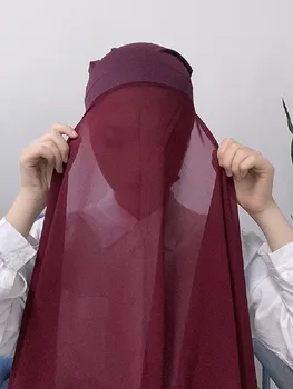 Syal Jilbab Sifon 2 In 1 Dengan Topi Bagian Dalam Jersey Semua Dalam Satu Setelan Untuk Wanita Muslim Jilbab Nyaman 25 Warna Baru