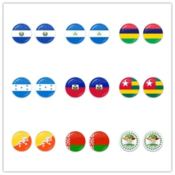 Sardova, Nikaragua, Mauritius, Honduras, Haiti, Togo,Bhutan,Belarusia, Belize Perhiasan Anting Pejantan Kubah Kaca Bendera Nasional Untuk Wanita