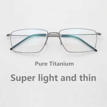 Bingkai Kacamata Titanium Murni Kacamata Pria Kacamata Wanita Lensa Optik Merek Denmark Bisnis Retro Persegi Miopia Presbiopia