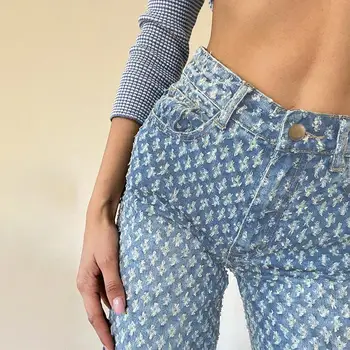 Jeans Pola Cuci Pribadi Celana Kasual Wanita Pelangsing Ramping Baru Musim Gugur Pakaian Jalanan untuk Wanita Celana Harem Wanita