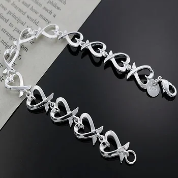tren Korea 925 Sterling Silver fine Heart kelp Fashion Gelang untuk Wanita Perhiasan Mewah Pesta Pernikahan Hadiah Natal