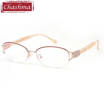 Chashma Fashion Bingkai Titanium Murni Lentes Opticos Gafas Bingkai Desainer Kualitas Terbaik Kacamata Ringan Kacamata Berlian Imitasi Wanita
