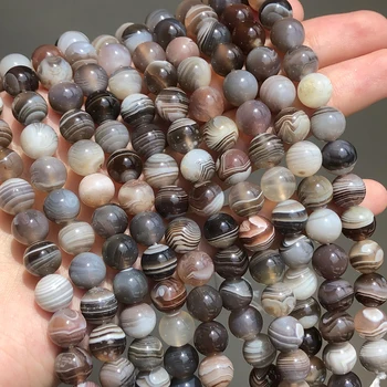 6/8/10/12mm Batu Alam Botswana Sardonyx Agates DIY Beads untuk Pembuatan Perhiasan Gelang 7.5 Inci untuk Wanita Membuat Kalung