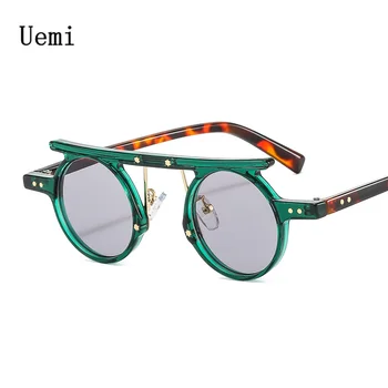 Kacamata Hitam Bulat Kecil Punk Mode Baru untuk Wanita Pria Kacamata Matahari Desainer Mewah Retro Kacamata UV400 Pria Sedang Tren Kacamata Utuh