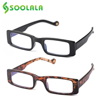 Soolala 2 Buah Kacamata Baca Anti Cahaya Biru Persegi Panjang Atas Datar Kacamata Komputer Wanita Kacamata Pembesar Presbyopic