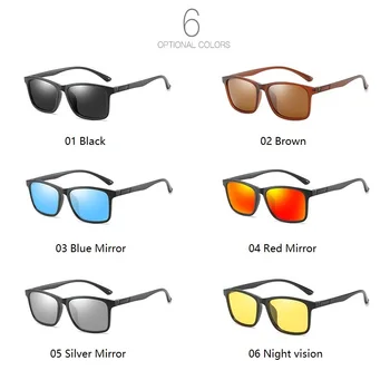 Kacamata Hitam Terpolarisasi Pria Mewah Kacamata Matahari Persegi Memancing Penglihatan Malam Hari Kacamata Antik Bingkai TR90 Ultra Ringan UV400