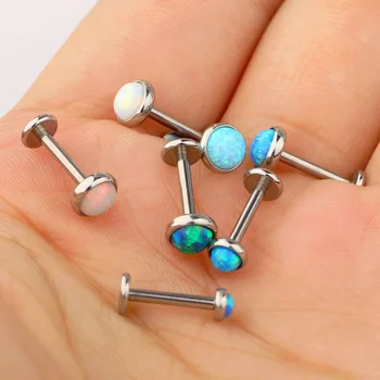 Opal Bibir Bar Cincin Ulir Internal Telinga Tragus Tulang Rawan Stud Tindik Perhiasan Tubuh Tulang Rawan Tindik Telinga