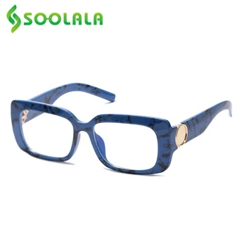 Soolala Square Anti Cahaya Biru Wanita Membaca Kacamata Wanita Komputer Bingkai Penuh Pembesar Presbyopic Kacamata 0.5 0.75 2.0
