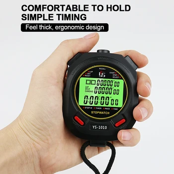 Timer Stopwatch Olahraga Digital 10/30/60/100 Track Penghitung Kronograf Profesional Stopwatch Bercahaya Genggam Pelatihan LCD