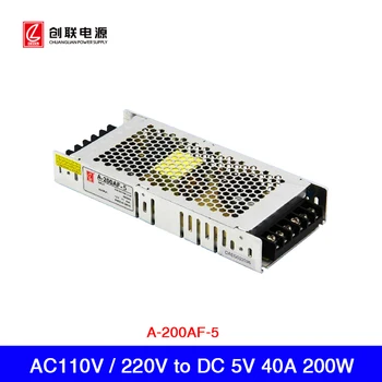 AC 110V / 220V hingga 5V 40A Catu Daya Chuanglian 200W A-200AF-5 Untuk Tampilan Layar LED