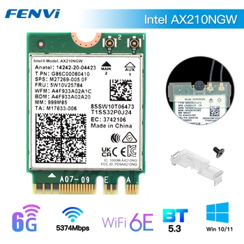 Tri Band WI-FI 6E AX210 M. 2 NGFF 5374 Mbps Jaringan Nirkabel Kartu WiFi Intel AX210NGW 2.4 G / 5G/6GHz 802.11 ax Bluetooth5. 3 Menang 10/11