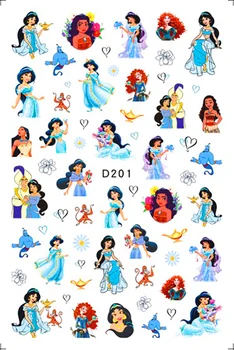 1 Buah Stiker Kuku Putri Disney 3D Stiker Stiker Kuku Jahitan Mickey Putih Salju untuk Kuku Perlengkapan Kuku Anime Disney