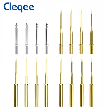 Cleqee 1mm / 2mm Jarum Pin yang Dapat Diganti dengan Benang atau tanpa benang Kit Probe Uji 1mm Jarum Tajam & Tebal 2mm Berlapis Emas