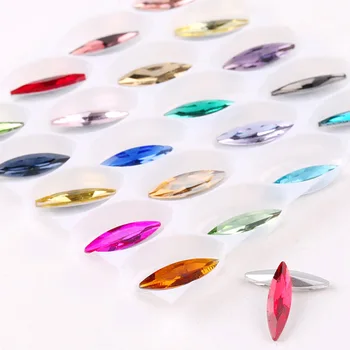 Kristal Kaca Bentuk mata Kuda ramping 4*15mm Lem warna bagus pada manik-manik berlian imitasi Hiasan diy nailart