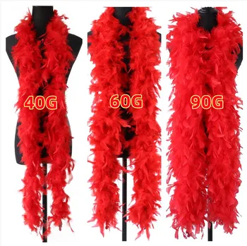 40G 60G 90G Merah Turki Bulu Boa 2 Meter Berbulu Chandelle Bulu Selendang Syal untuk Karnaval Gaun Pesta Pakaian Dekorasi Kerajinan