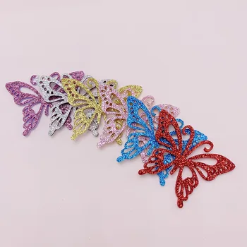 42 Buah / Banyak Shiny Glitter 3D Buatan Tangan Kupu-kupu Empuk Bordiran untuk DIY Pakaian Topi Sepatu Rambut Klip Aksesoris Festival Dekorasi