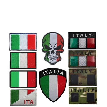 Patch Bordir Bendera Italia Applique Lambang Taktis Lencana Bordir Karet PVC Italia Italia