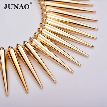 JUNAO 100 Buah Paku Kancing Emas 5*35mm Paku Keling Dekorasi Besar Menjahit Paku Keling Plastik untuk Tas Pakaian Kulit Kerajinan Membuat Perhiasan
