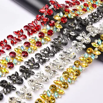 3 Cm Indah Kristal Berlian Imitasi Rantai Pemangkasan Padat Berlian DIY Kerajinan Pakaian Ikat Pinggang Leher Bordiran Aksesoris Sepatu