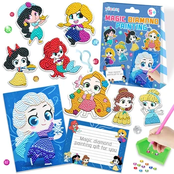 Disney Kartun Putri Diy Lukisan Berlian Stiker Hewan Seni Berlian Mosaik Berlian Stiker dengan Angka Kit untuk Anak-anak