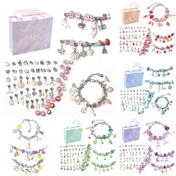 DIY Charms Bracelet Making Set Spacer Beads Pendant Aksesoris untuk Gelang Kalung Perhiasan Membuat Hadiah Anak-anak Kreatif