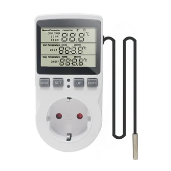 KT3100 Soket Termostat Digital Outlet Pengontrol Suhu Inkubator dengan Sakelar Pengatur Waktu 16A 220V untuk Alas Pemanas Alas Panas