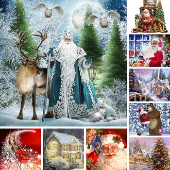 Meian 2020 Kit Bordir Jahitan Silang 11ct Lukisan Benang Katun Santa Claus Diy Menjahit Dmc Hadiah Natal Rumah Tahun Baru