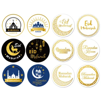 Stiker IDUL FITRI Label Kertas Bundar Paket Hadiah Ramadhan Kareem Stiker Segel Perlengkapan Pesta Islami Idul Fitri 30 Lembar