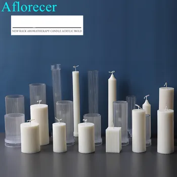 Berbagai cetakan lilin plastik akrilik Klasik bergaris desain kolom Romawi bentuk lilin cetakan silikon Pembuatan lilin parafin
