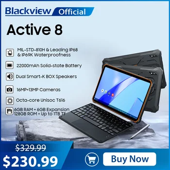 Blackview Active 8 Android 13 Tablet Tangguh T616 Octa Core 6GB 128GB Tablet 10.36 