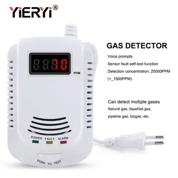yieryi Home Standalone Plug-In Detektor Gas Mudah Terbakar LPG LNG Sensor Alarm Kebocoran Gas Alam Batubara Sensor Alarm Peringatan Suara
