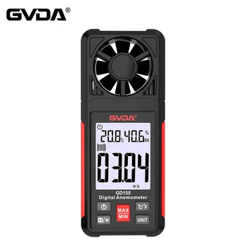 GVDA Anemometer Digital Pengukur Kecepatan Angin Portabel Pengukur Kecepatan Udara Pengukur Angin Tampilan Lampu Latar LCD Pengukur Kelembaban Suhu