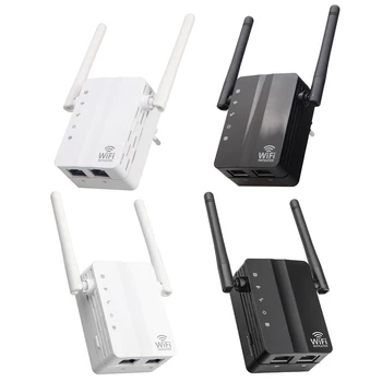 Pengulang WiFi Nirkabel Penguat Sinyal Pita Ganda 300Mbps Penguat 2 Antena Pemanjang Jangkauan WiFi Penguat Router Port LAN Wlan