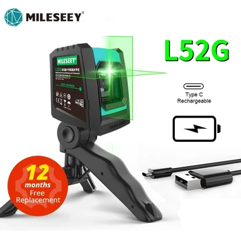 MiLESEEY Level Laser 2 Garis L52R L62 level laser 360 laser nivel L6 dengan Baterai dan Tripod лазерный уровень