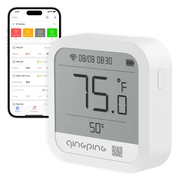 Hygrometer Termometer Wi-Fi Qingping, Pemantauan Jarak Jauh, Monitor Suhu dan Kelembaban, Baterai Isi Ulang