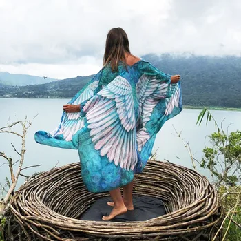 Pakaian Wanita Penutup Sayap Gaun Boho Kaftan Panjang Pantai Kimono Mujer Pareos De Playa
