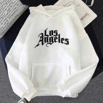 Los Angeles Printing Kaus Wanita Longgar Gaya Hip Hop Hoodies Atasan Pullover Bertudung Kasual Musim Semi Musim Gugur Kualitas Tinggi