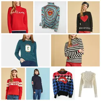 Perdagangan luar negeri Musim gugur Musim dingin mode baru kenyamanan 100 Sweter Rajut wanita leher bulat