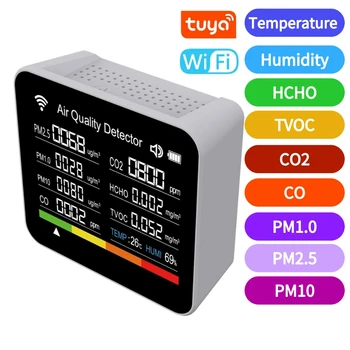Detektor Kualitas Udara CO2 Meter Tester Karbon Dioksida TVOC Formaldehida Nilai Kuantitas Listrik Pengukur Kelembaban Suhu