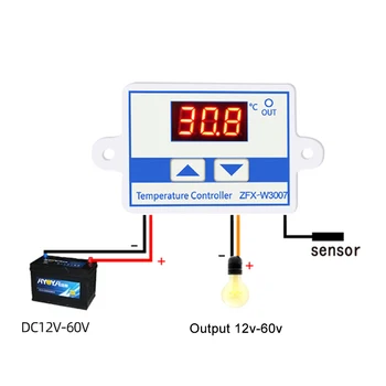 W3007 Kontrol Digital Suhu Saklar Termostat Komputer Mikro Termometer Termoregulasi Keluaran MOS 12V 24V 36V 48V 60V