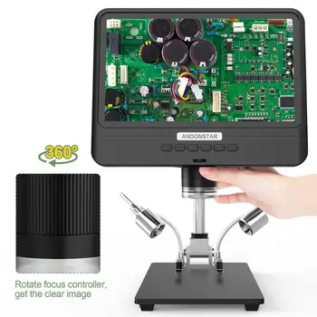 Andonstar AD208S Mikroskop Digital 260X8. 5 Inci Layar LCD Mikroskop USB Lingkup 1080P Dapat Disesuaikan untuk Alat Solder SMT/PCB