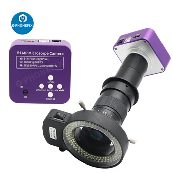 51MP 1080P 60FPS FHD HDMI USB Kamera Mikroskop Digital Elektronik Industri Lensa C-Mount 180X untuk Penyolderan Perbaikan PCB Ponsel