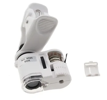 60X Universal Ponsel Mini Portabel Klip LED Mikroskop Kaca Pembesar Pembesar untuk Iphone6 6 S Samsung
