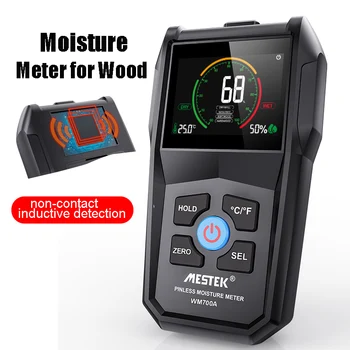 Mestek Profesional Layar Warna Non-Kontak Kayu Moisture Meter Kelembaban Lingkungan Deteksi Suhu Moisture Detector
