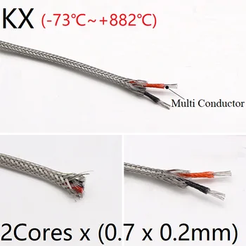 KX Tipe 2 Inti x 0.2 Mm Kawat Termokopel Pelindung Baja Tahan Karat Jalinan Serat Berinsulasi Kabel Kompensasi Sensor Suhu Tinggi